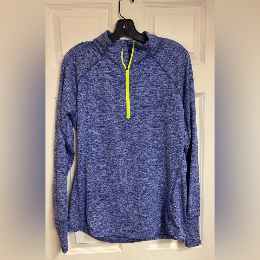 Tangerine Heathered Blue Pullover with Neon Trim
